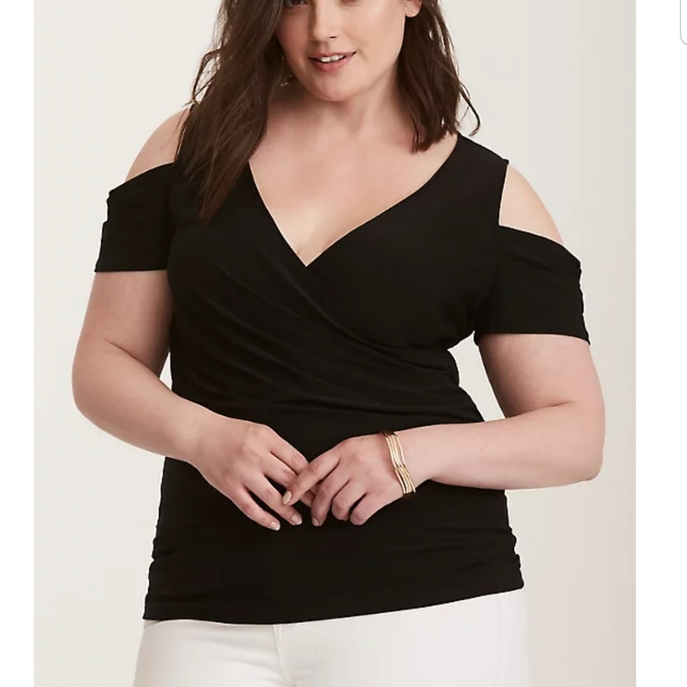TORRID COLD SHOULDER SURPLICE TOP